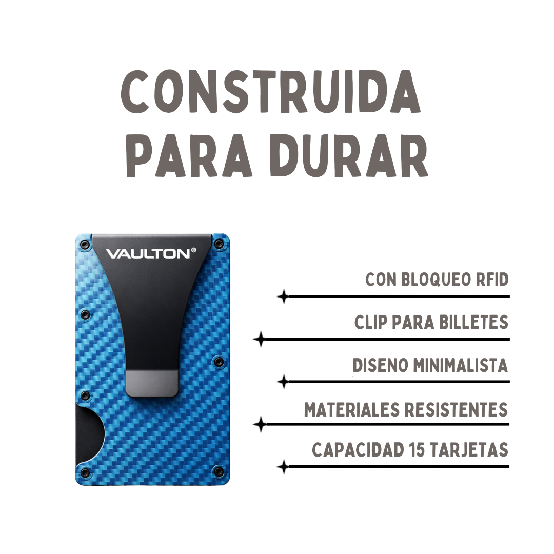 Billetera VAULTON® Carbono Celeste